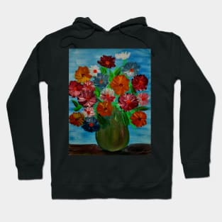 Some lovely flowers. In a metallic turquoise and gold vase . Hoodie